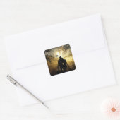 Romantic Lovers Silhouette op Sunset Vierkante Sticker (Envelop)