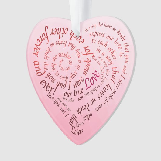 Romantic Lovers Vow Calligraphy Heart Ornament (voorkant)