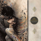 Romantic Lovers with Flowing Music Decoupage Tissuepapier