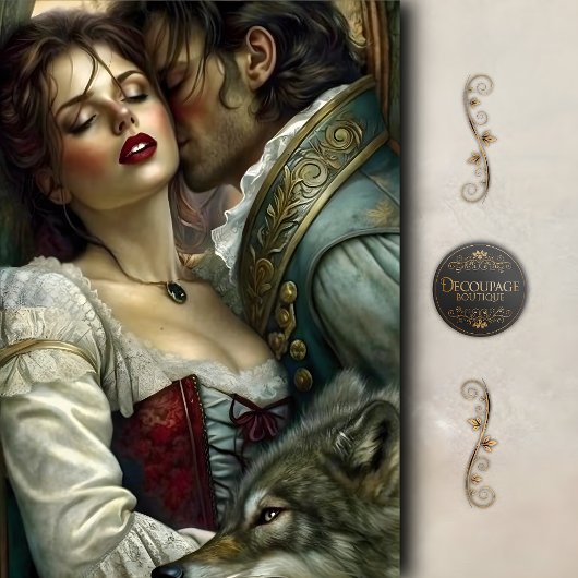 Romantic Lovers Wolf Guardian Decoupage Tissuepapier