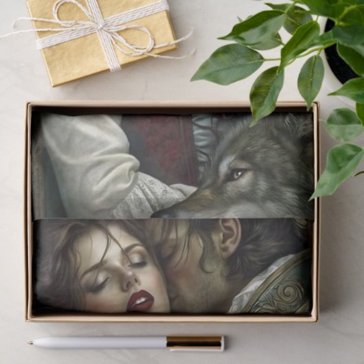 Romantic Lovers Wolf Guardian Decoupage Tissuepapier (Geschenk)