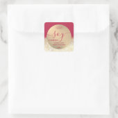 Romantic luxe script soy candle viva magenta vierkante sticker (Tas)