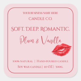 Romantic Luxury Love Design - Velvet Kiss Candle  Vierkante Sticker