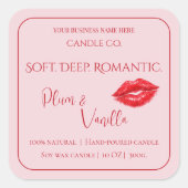 Romantic Luxury Love Design - Velvet Kiss Candle  Vierkante Sticker (Voorkant)