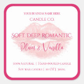 Romantic Luxury Love Design - Velvet Kiss Candle  Vierkante Sticker (Voorkant)