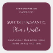 Romantic Luxury Love Design - Velvet Kiss Candle  Vierkante Sticker (Voorkant)