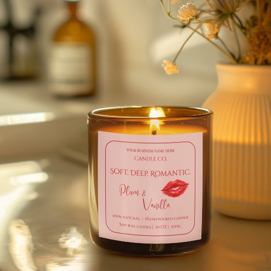 Romantic Luxury Love Design - Velvet Kiss Candle  Vierkante Sticker