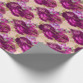 Romantic Magenta-Rozen met Gold Writing op Perzand Cadeaupapier (Hoek)