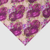 Romantic Magenta-Rozen met Gold Writing op Perzand Tissuepapier (Detail)