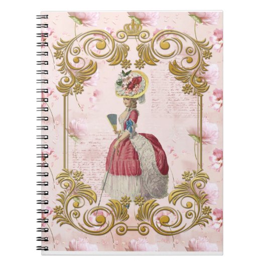 Romantic Marie Antoinette floral pink ノートブック Notitieboek (Voorkant)