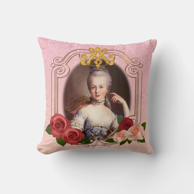 Romantic Marie Antoinette Throw Pillow Pink クッション Kussen (Voorkant)
