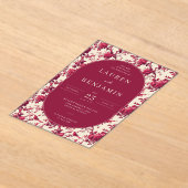 Romantic Maroon Floral Acryl Uitnodigingen (Laagn)