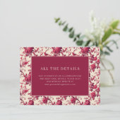 Romantic Maroon Floral Informatiekaartje (Staand voorkant)