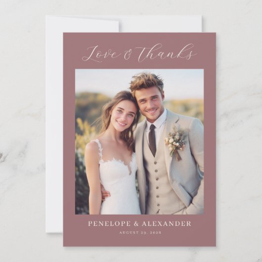 Romantic Maroon Minimalist Photo Bedankkaart (Voorkant)