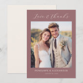 Romantic Maroon Minimalist Photo Bedankkaart (Voorkant / Achterkant)