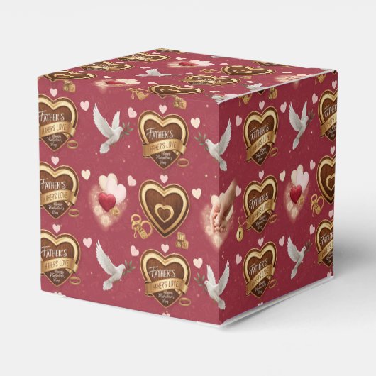 Romantic Maroon Pattern Doves Hearts Emblem Bedankdoosjes (Achterkant)