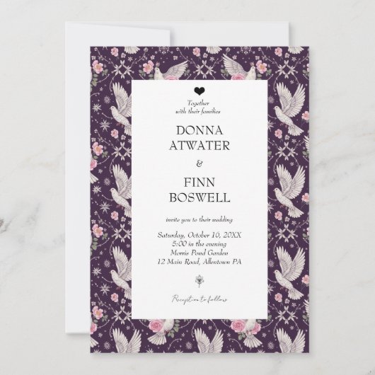 Romantic Maroon Unique Maximalist Custom Wedding Kaart (Voorkant)