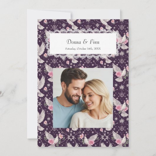 Romantic Maroon Unique Maximalist Custom Wedding  Kaart (Achterkant)