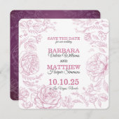 Romantic Maroon & White sla de datumkaart op Save The Date (Voorkant / Achterkant)