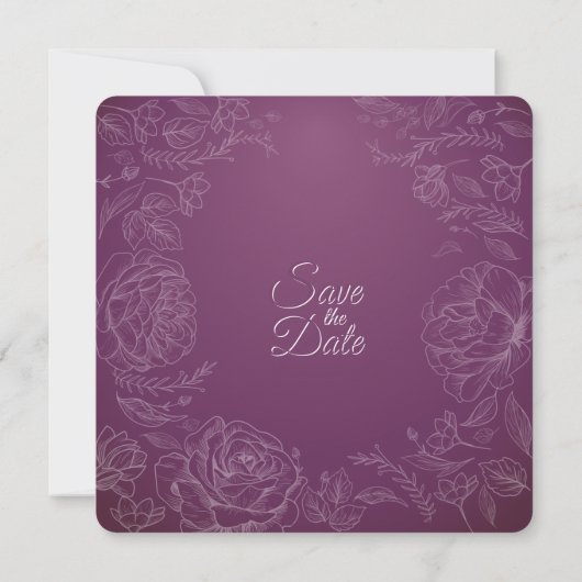 Romantic Maroon & White sla de datumkaart op Save The Date (Achterkant)