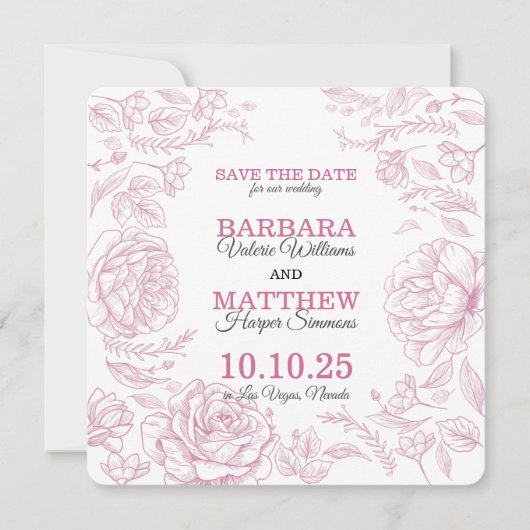 Romantic Maroon & White sla de datumkaart op Save The Date (Voorkant)
