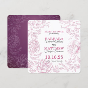 Romantic Maroon & White sla de datumkaart op Save The Date