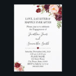 Romantic Marsala flor boho chic verloving Kaart<br><div class="desc">Liefde,  Gelach en gelukkig ooit na de uitnodiging van het verloving,  waterverf marsala Bourgogne,  roze bloemontwerp. Romantic boho chic style. Voeg uw eigen formulering toe aan de sjabloon.</div>