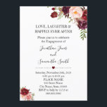 Romantic Marsala flor boho chic verloving Kaart<br><div class="desc">Liefde,  Gelach en gelukkig ooit na de uitnodiging van het verloving,  waterverf marsala Bourgogne,  roze bloemontwerp. Romantic boho chic style. Voeg uw eigen formulering toe aan de sjabloon.</div>