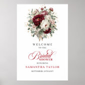 Romantic Marsala Floral Eucalyptus Welcome Sign Poster (Voorkant)