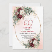Romantic Marsala Flowers Heart-Shaped Font Baby  Kaart (Voorkant)
