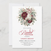 Romantic Marsala & Gold Bridal Shower Invitation Kaart (Voorkant)