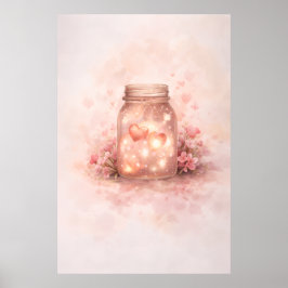 Romantic Mason Jar Hearts Poster