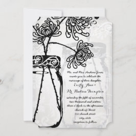 Romantic Mason Jar Shadows Damask Wedding Kaart