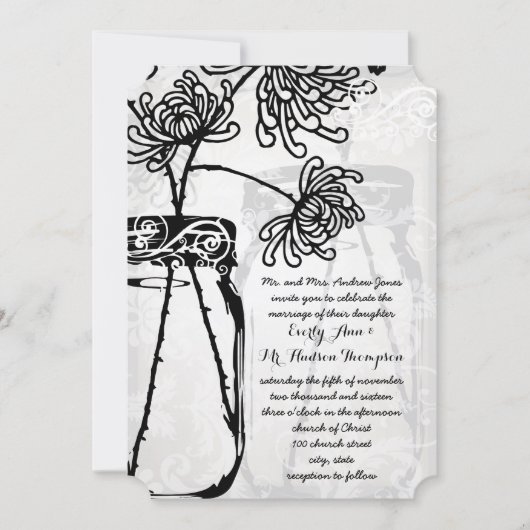 Romantic Mason Jar Shadows Damask Wedding Kaart (Voorkant)