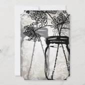 Romantic Mason Jar Shadows Damask Wedding Kaart (Achterkant)