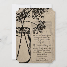 Romantic Mason Jar Shadows Damask Wedding Kaart