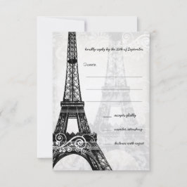 Romantic Mason Jar Shadows Damask Wedding RSVP