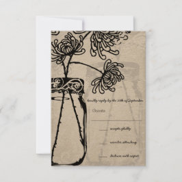 Romantic Mason Jar Shadows Damask Wedding RSVP Kaartje