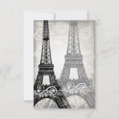 Romantic Mason Jar Shadows Damask Wedding RSVP Kaartje (Achterkant)