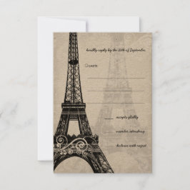 Romantic Mason Jar Shadows Damask Wedding RSVP Kaartje