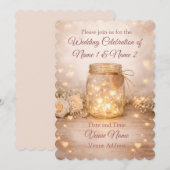 Romantic Mason Jar Wedding Invitation Kaart (Voorkant / Achterkant)
