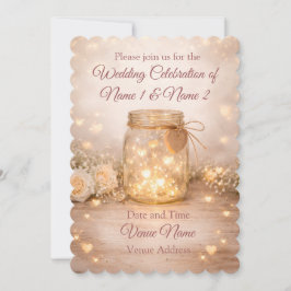 Romantic Mason Jar Wedding Invitation Kaart
