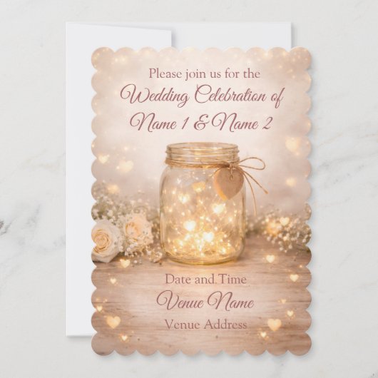 Romantic Mason Jar Wedding Invitation Kaart (Voorkant)
