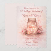 Romantic Mason Jar Wedding Invitation Kaart (Voorkant / Achterkant)