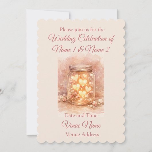 Romantic Mason Jar Wedding Invitation Kaart (Voorkant)