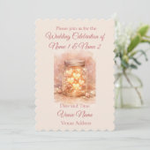 Romantic Mason Jar Wedding Invitation Kaart (Staand voorkant)