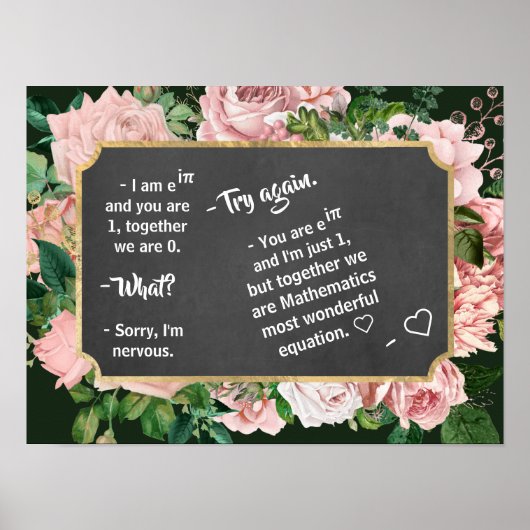 Romantic Math Dialogue in the Black Board - Funny Poster (Voorkant)