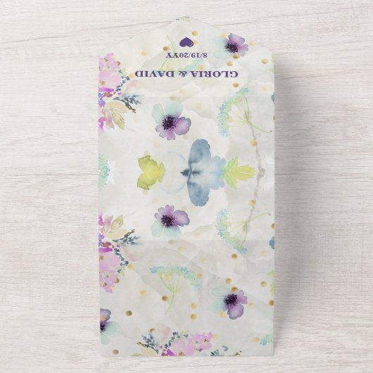 Romantic Mauve Floral QR Code All In One Uitnodiging (Buitenkant)