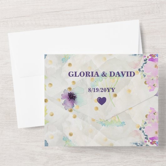 Romantic Mauve Floral QR Code All In One Uitnodiging (Achterkant)