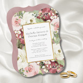 Romantic Mauve Pink White Greenery Weeding Invita Kaart